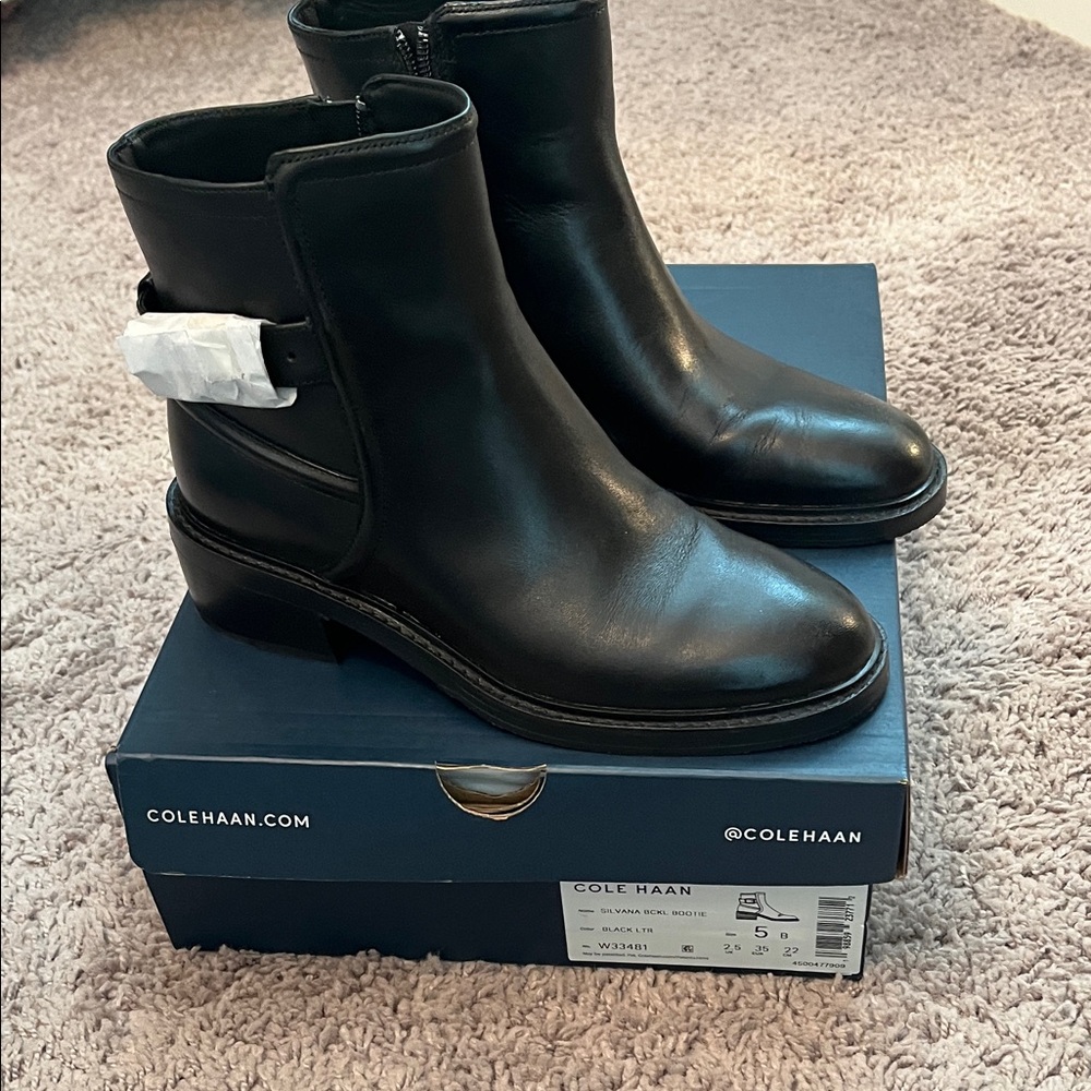 Cole Haan Black Leather Ankle Booties